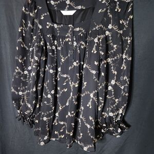 LC Lauren Conrad Black Floral Blouse